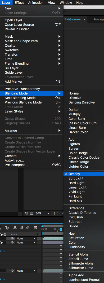 Select Overlay Blending Mode