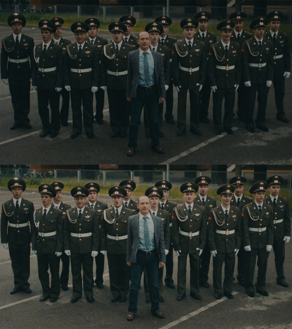 Top image is the normalized log footage with a creative LUT applied and no color correction and bottom image is the normalized log footage with the same creative LUT applied with some basic color correction - in this case exposure adjustment.