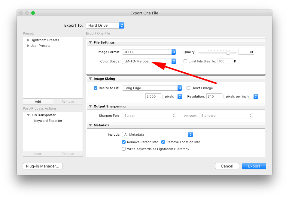 export photos from lightroom cc