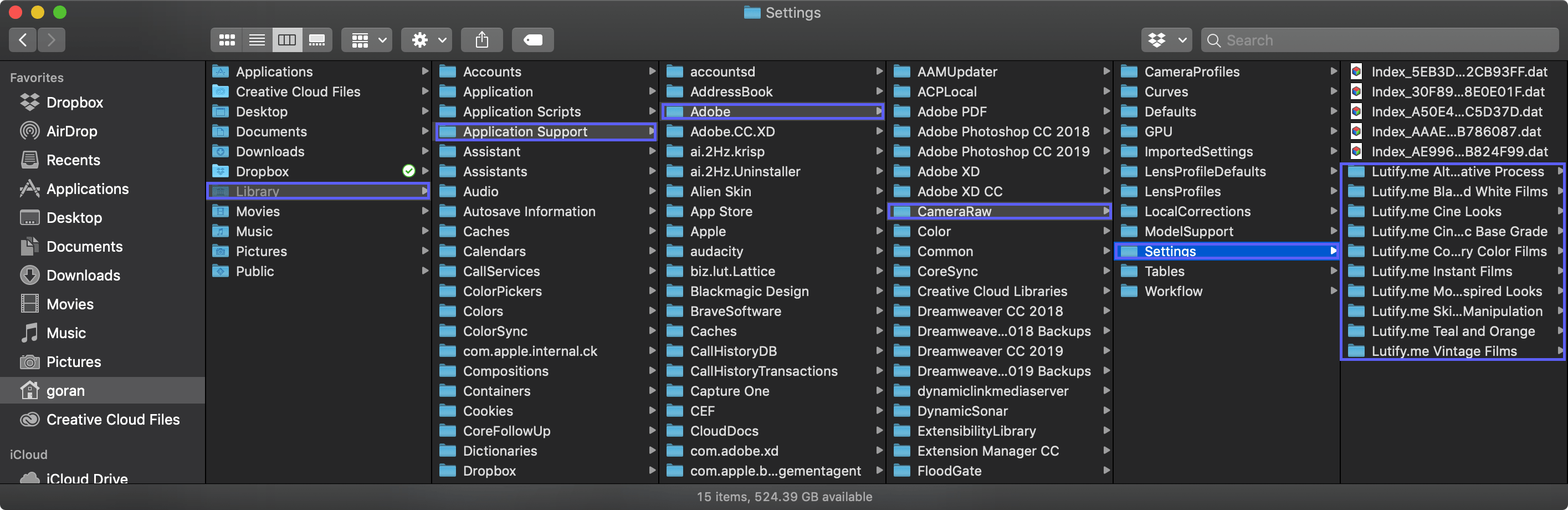 adobe camera raw profiles location