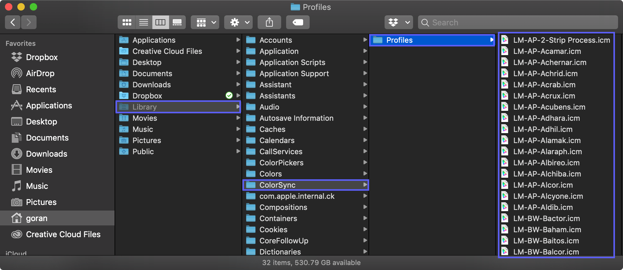 how to add icc profiles to lightroom cc